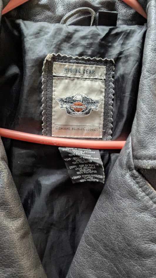 Harley Davidson Women’s Leather Motorcycle Jacket Black Riding Coat Size L