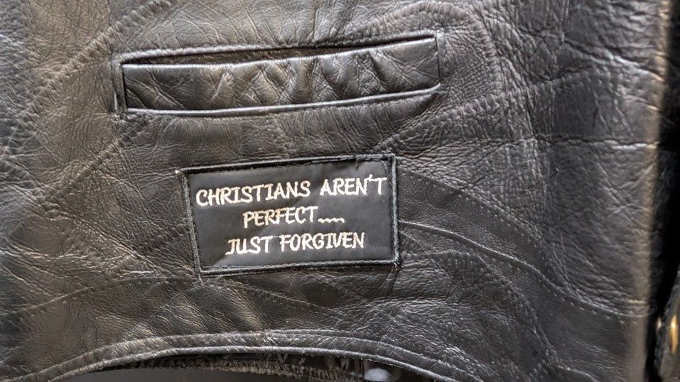 Christian Motorcycle Leather Vest Jesus Forever Black Biker Vest Snap Front Large
