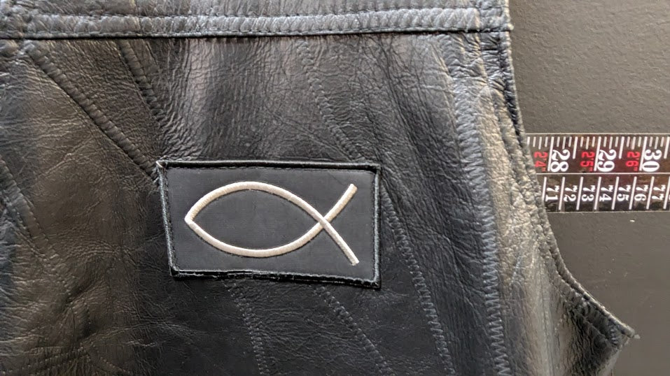 Christian Motorcycle Leather Vest Jesus Forever Black Biker Vest Snap Front Large