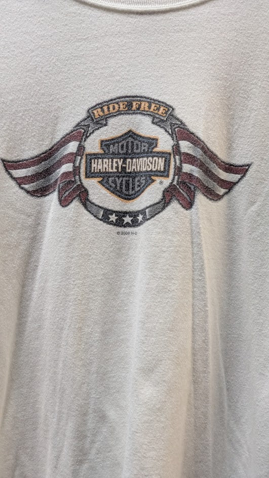 Harley Davidson F&S Dayton Ohio Long Sleeve T Shirt Large White USA Made 2008