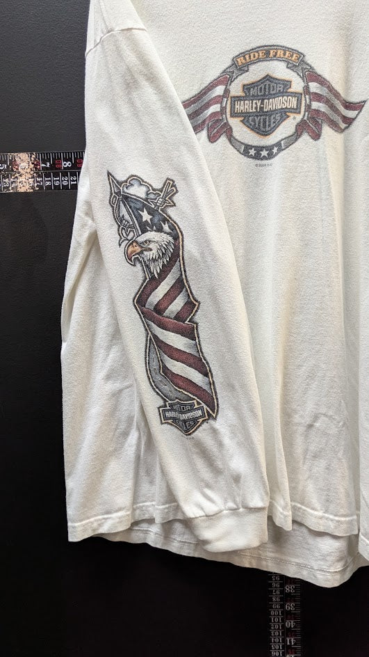 Harley Davidson F&S Dayton Ohio Long Sleeve T Shirt Large White USA Made 2008