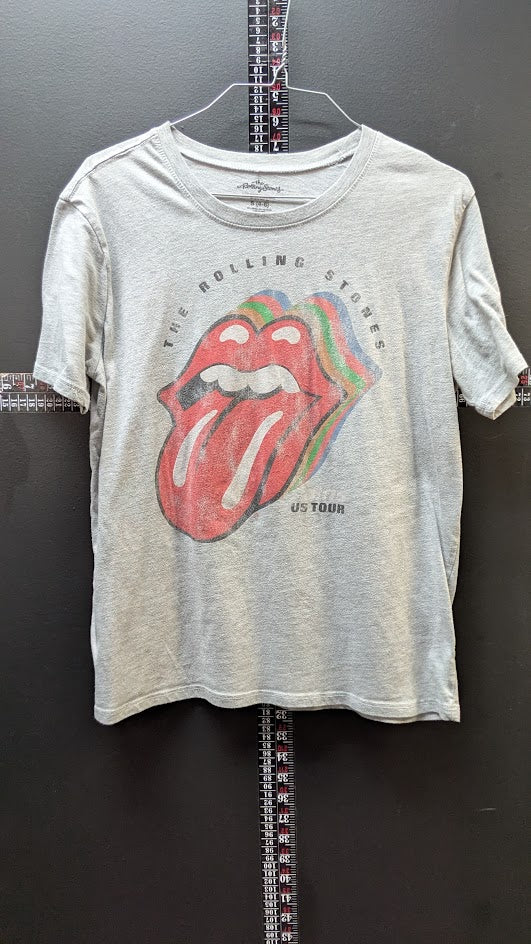 Rolling Stones 1975 US Tour T Shirt Youth Small Gray Classic Tongue Logo Band Tee