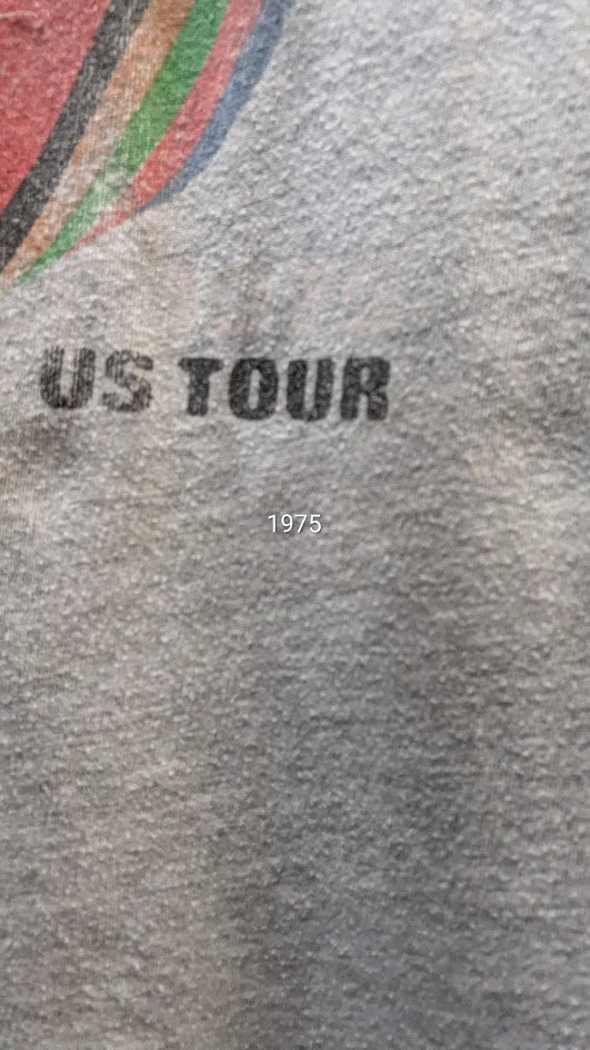 Rolling Stones 1975 US Tour T Shirt Youth Small Gray Classic Tongue Logo Band Tee