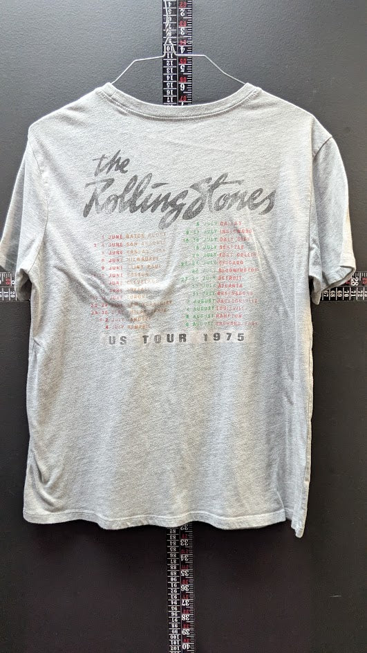 Rolling Stones 1975 US Tour T Shirt Youth Small Gray Classic Tongue Logo Band Tee