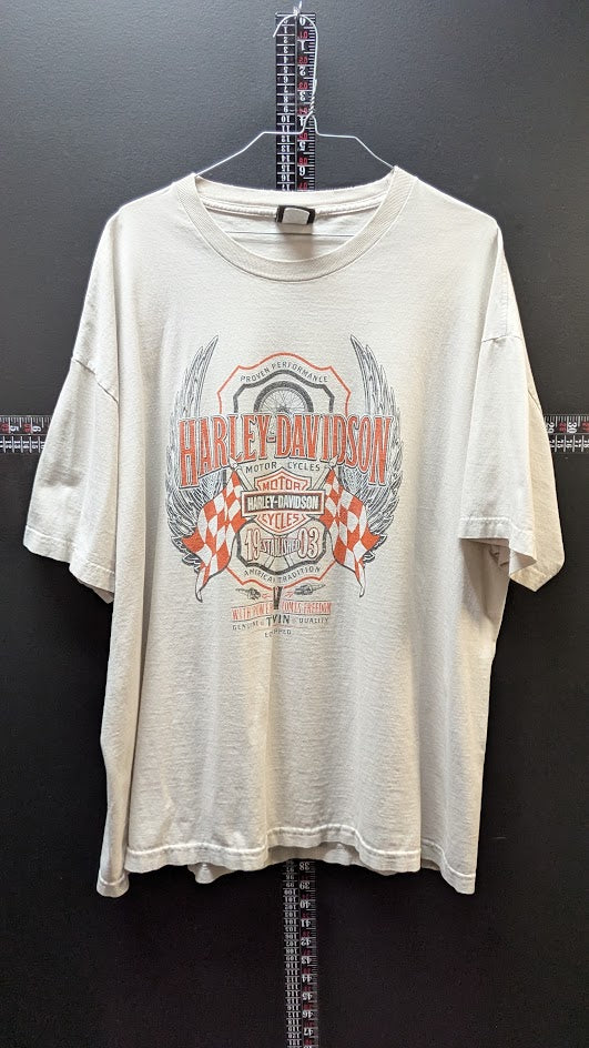Harley Davidson Mile High Denver Colorado T Shirt 2XL Beige Motorcycle Biker Tee