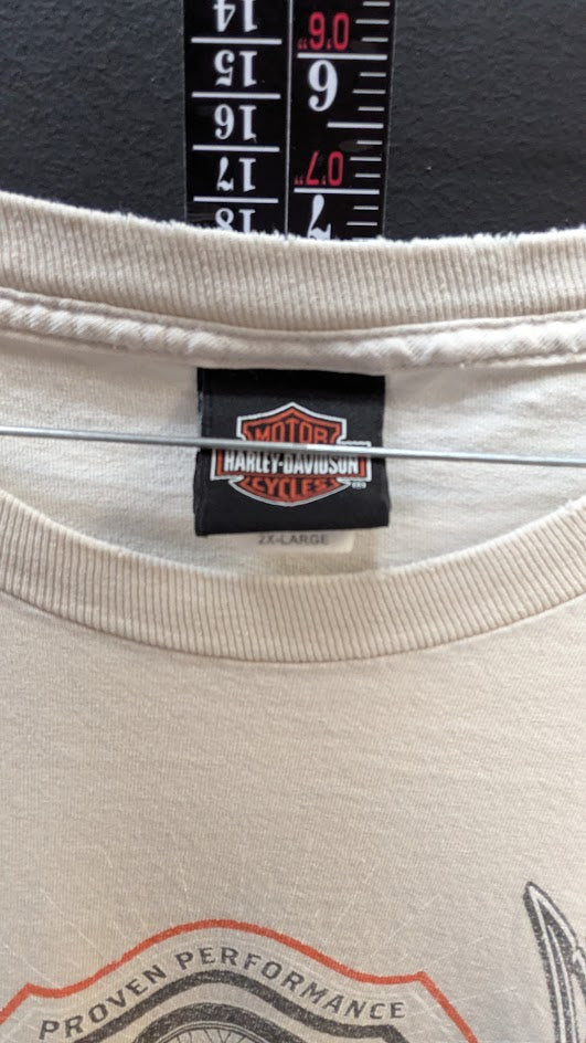 Harley Davidson Mile High Denver Colorado T Shirt 2XL Beige Motorcycle Biker Tee
