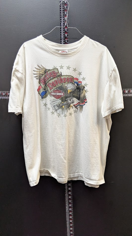 Harley Davidson Las Vegas NV T Shirt 2XL White Eagle Graphic Motorcycle Tee