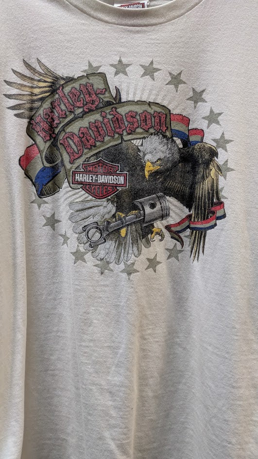 Harley Davidson Las Vegas NV T Shirt 2XL White Eagle Graphic Motorcycle Tee
