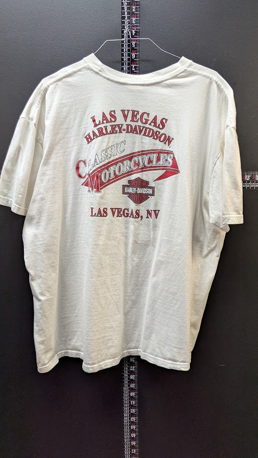 Harley Davidson Las Vegas NV T Shirt 2XL White Eagle Graphic Motorcycle Tee