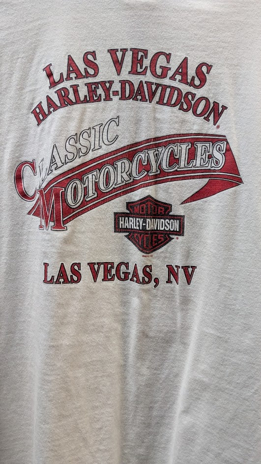 Harley Davidson Las Vegas NV T Shirt 2XL White Eagle Graphic Motorcycle Tee