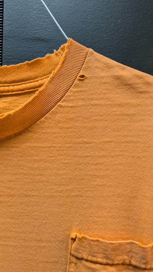 Harley Davidson Pocket T Shirt Distressed Orange Cut Off Sleeveless Biker Tee