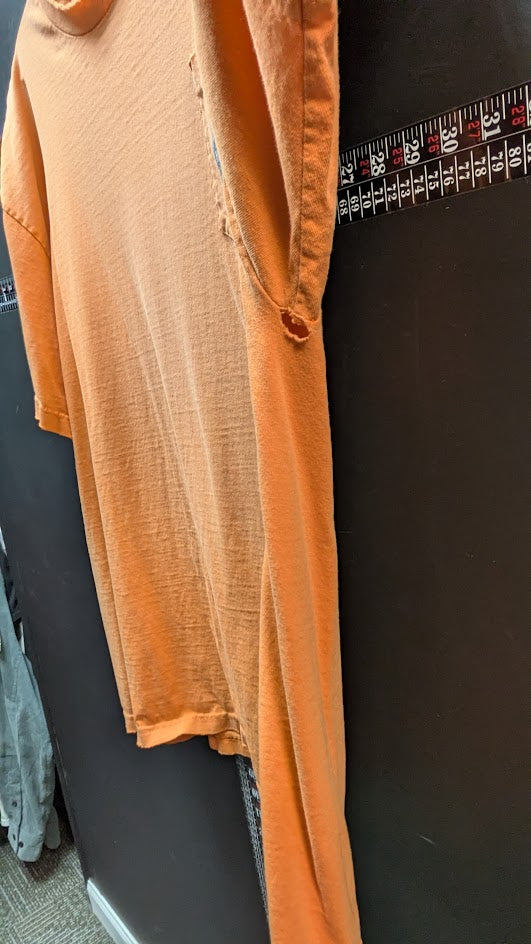 Harley Davidson Pocket T Shirt Distressed Orange Cut Off Sleeveless Biker Tee