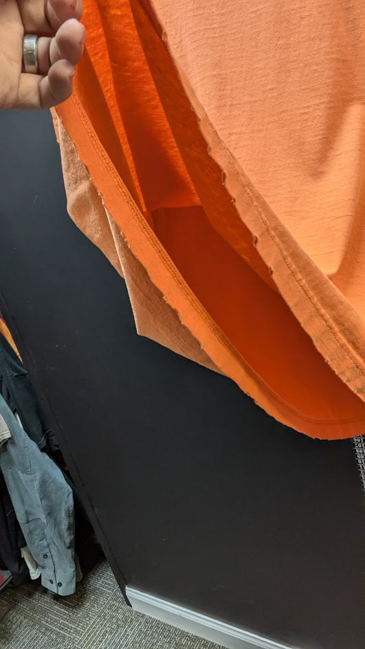 Harley Davidson Pocket T Shirt Distressed Orange Cut Off Sleeveless Biker Tee