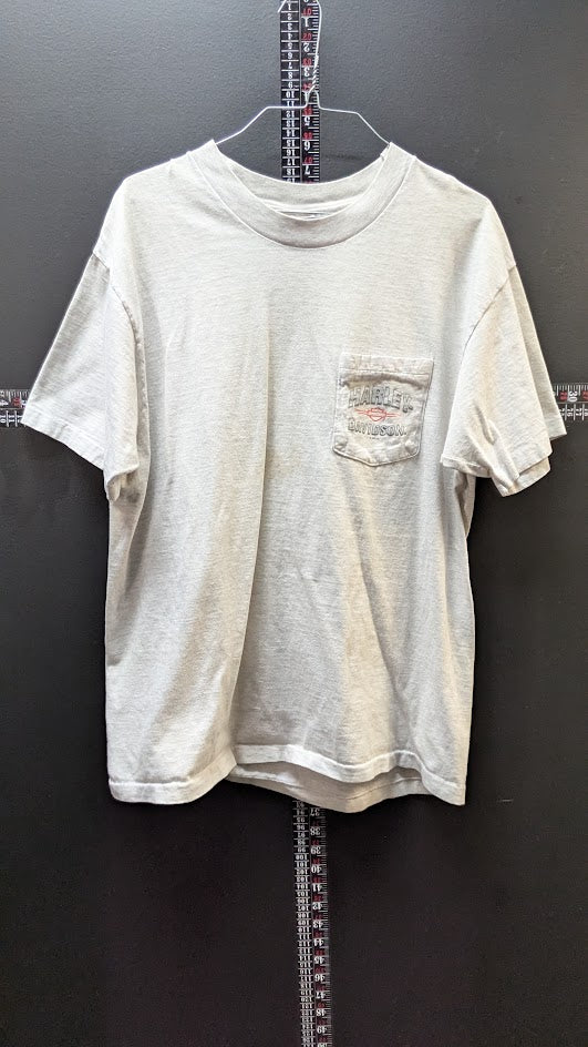 Vintage 1997 Harley Davidson Pocket T Shirt Gray Single Stitch XL Style Biker Tee