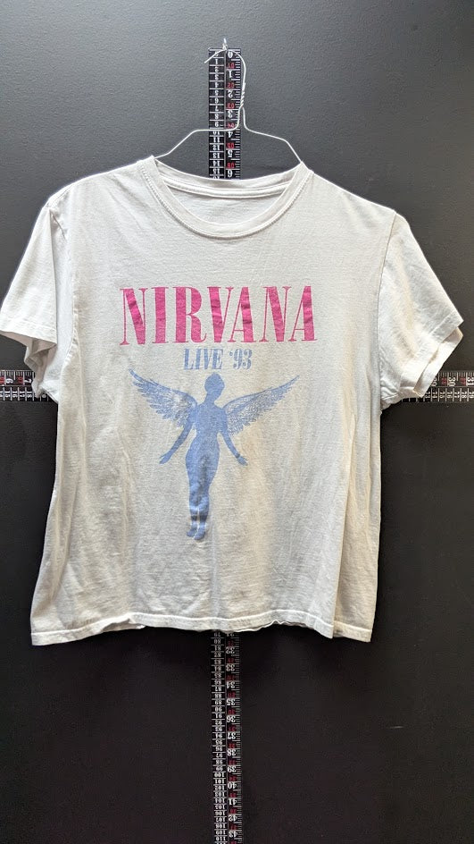 Nirvana Live 93 T Shirt White Angel Graphic Grunge Band Tee Size Large