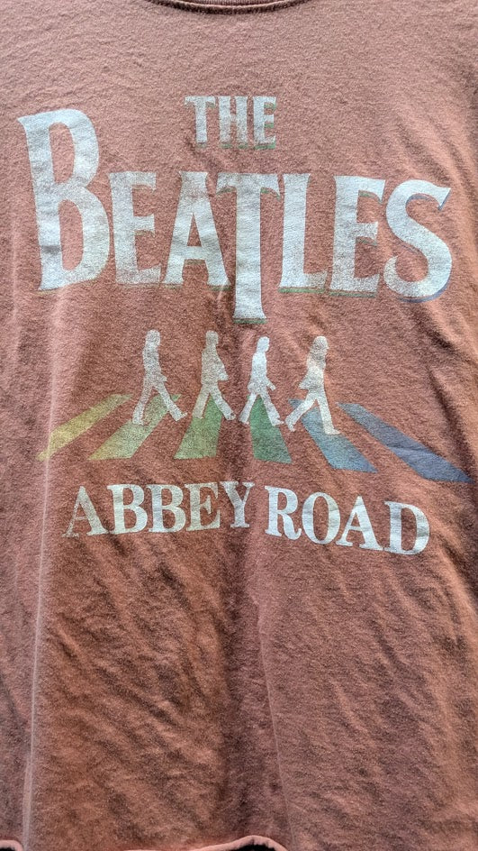 Beatles Abbey Road T Shirt Pink Graphic Band Tee Retro Music Shirt