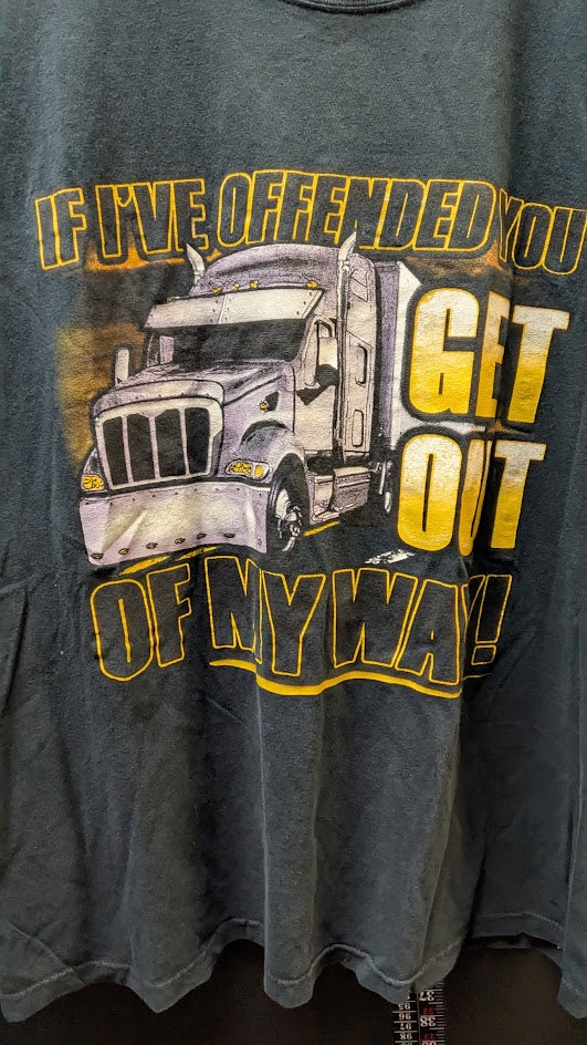 Funny Trucker T Shirt XL Black Semi Truck Graphic Tee Get Out Of My Way