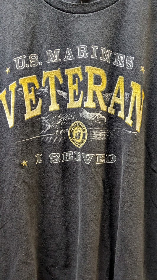 U.S. Marines Veteran I Served T Shirt Black Military Graphic Tee Men’s Size XXL