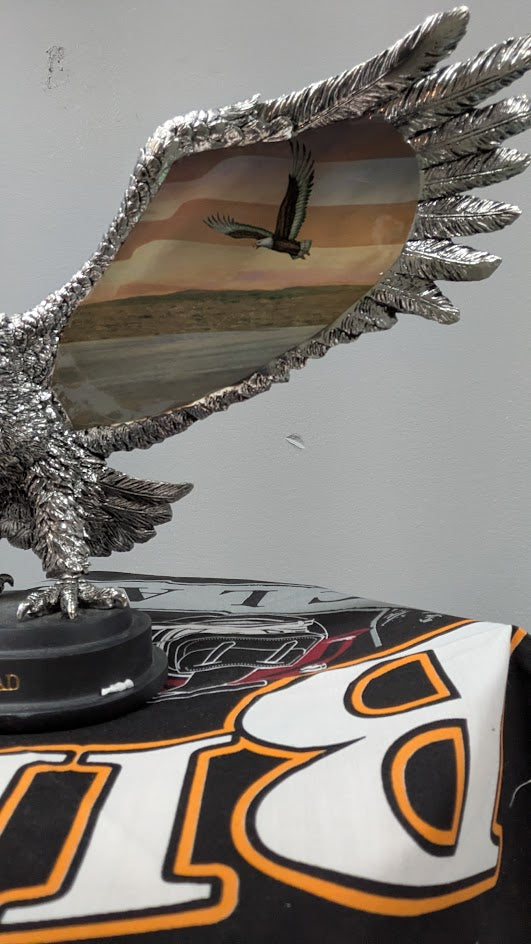 Open Road Eagle Motorcycle Statue Figurine Biker Decor Resin Display Americana