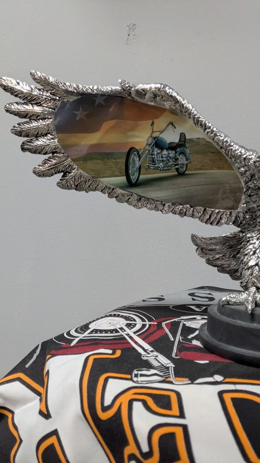 Open Road Eagle Motorcycle Statue Figurine Biker Decor Resin Display Americana