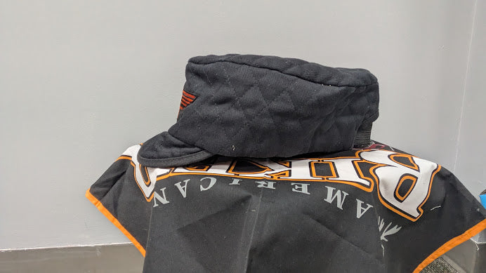 Vintage Harley-Davidson USA Quilted Military Style Hat XL Black Riding Cap