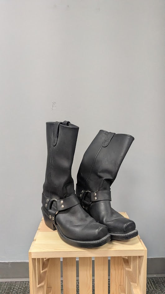 Vintage Double H Harness Motorcycle Boots Men’s 8.5 Wide Black Made USA