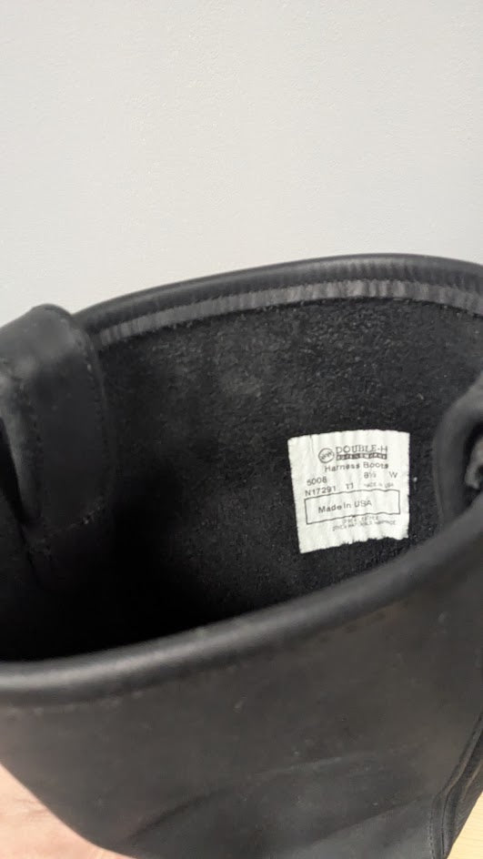 Vintage Double H Harness Motorcycle Boots Men’s 8.5 Wide Black Made USA