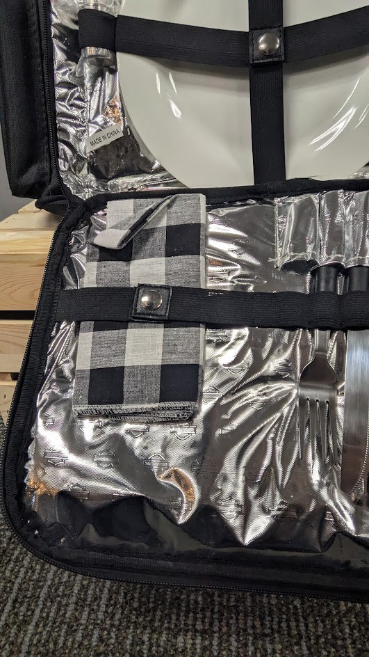 Harley-Davidson Motorcycle Picnic Cooler Set Travel Bag Black Bar & Shield
