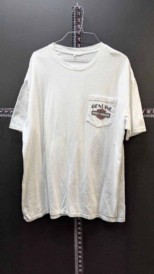 Harley-Davidson Boston MA Pocket T-Shirt Men’s White Double Sided