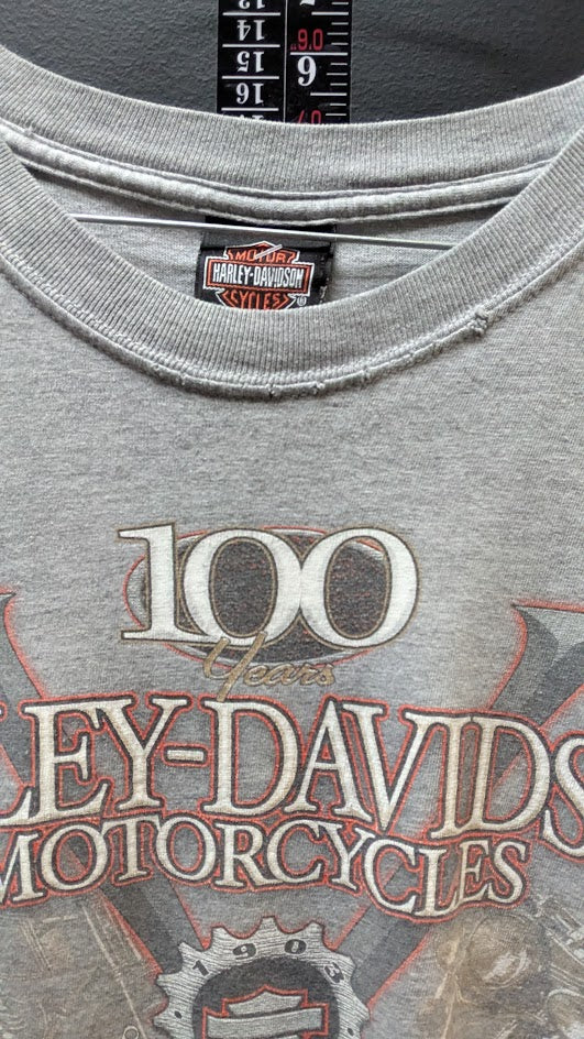Vintage Harley-Davidson 100th Anniversary T-Shirt Men’s XL Gray Double Sided