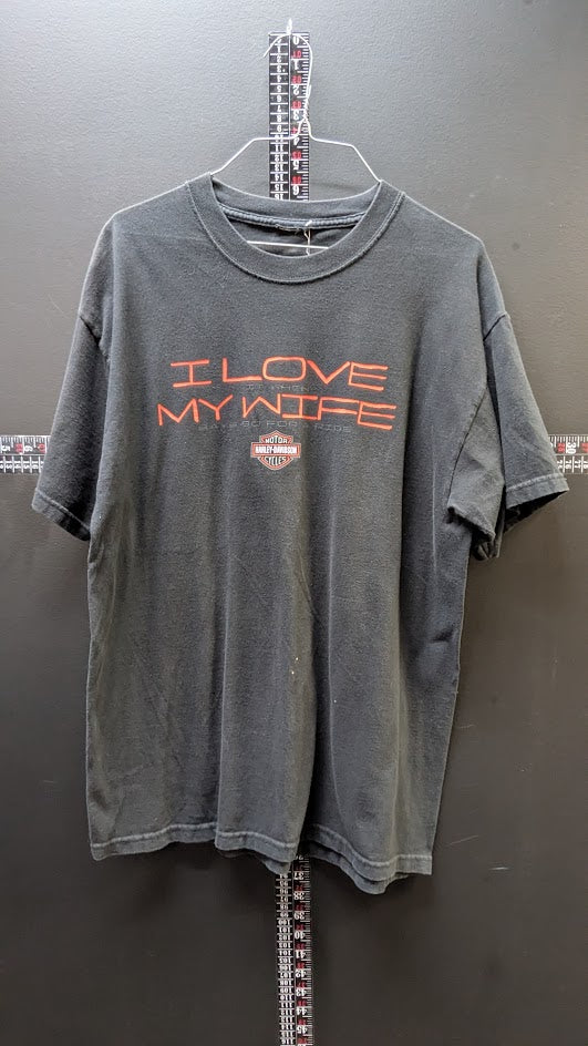 Harley Davidson I Love My Wife T Shirt Kutter Wisconsin Black Eagle Tee Y2K