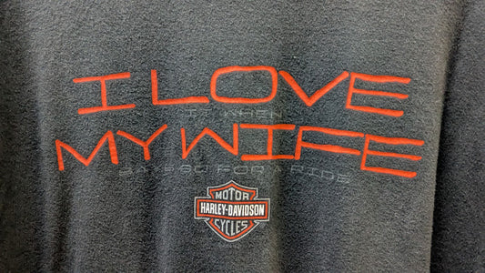 Harley Davidson I Love My Wife T Shirt Kutter Wisconsin Black Eagle Tee Y2K