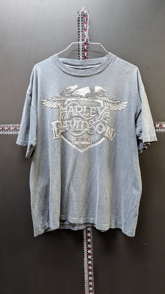 1989 Harley Davidson Sioux City Iowa Thermal Stripe Eagle T Shirt Gray Vintage Tee