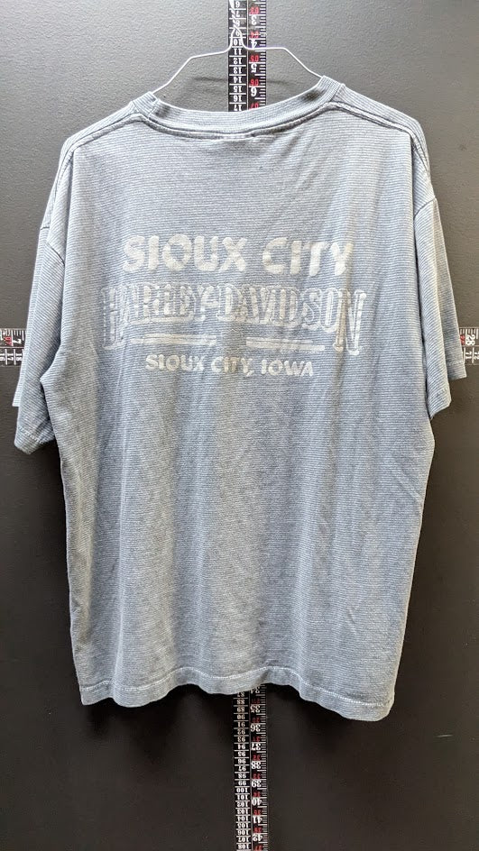 1989 Harley Davidson Sioux City Iowa Thermal Stripe Eagle T Shirt Gray Vintage Tee