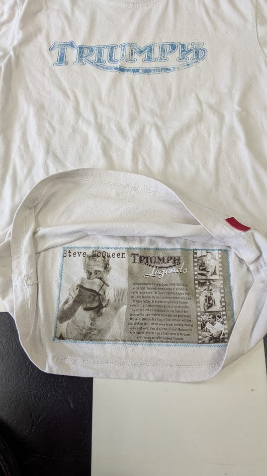 Triumph Steve McQueen Sixty8 T Shirt Cream Graphic Tee Motorcycle Adult M
