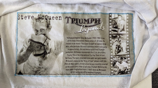 Triumph Steve McQueen Sixty8 T Shirt Cream Graphic Tee Motorcycle Adult M