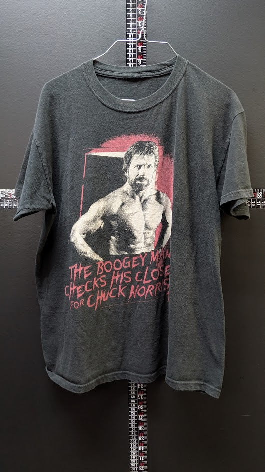 Chuck Norris Boogeyman T Shirt Black Funny Meme Graphic Tee Adult XL