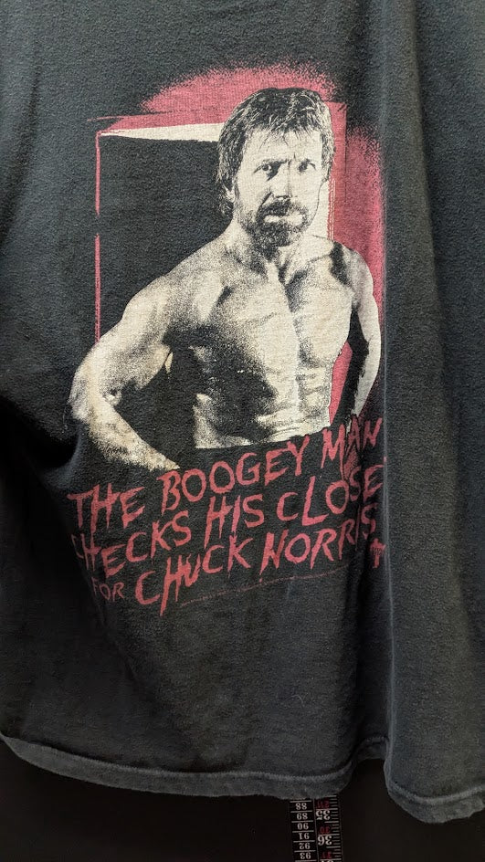 Chuck Norris Boogeyman T Shirt Black Funny Meme Graphic Tee Adult XL