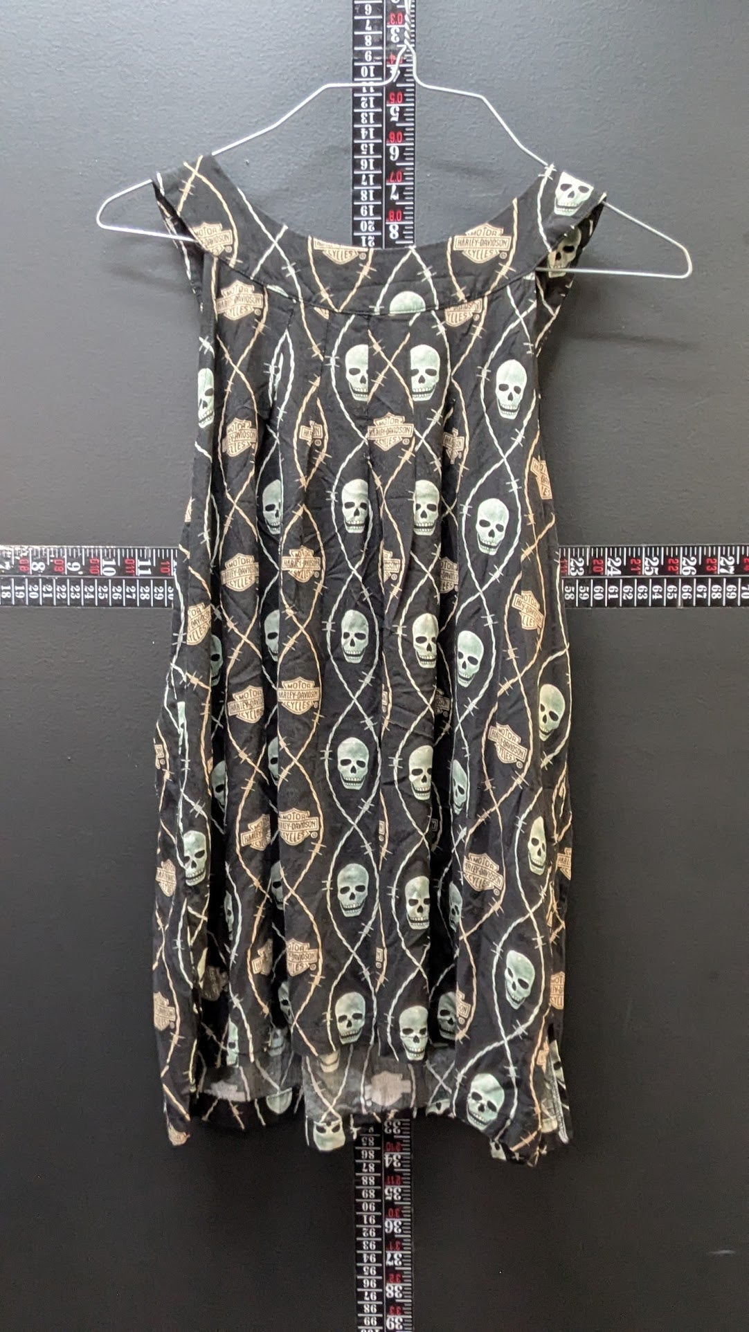 Harley Davidson Women’s Sleeveless Skull Barbed Wire Tank Top Black Size S All Over Print