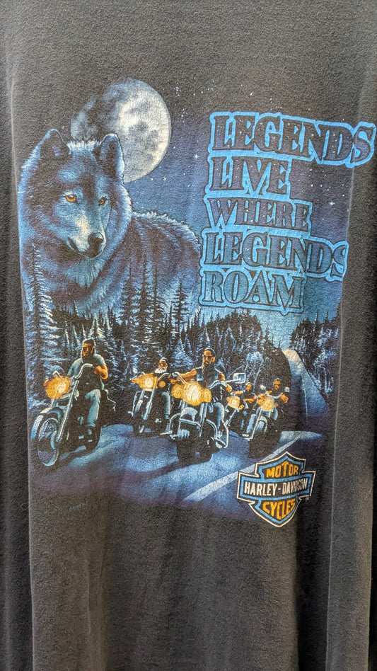 Vintage 1995 Harley Davidson Wolf T Shirt Springfield Ohio Legends Live Where Legends Roam XL