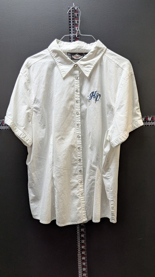 Harley Davidson Women’s Snap Front Shirt 2W White Short Sleeve Button Up Plus Size  Price Recommendation: