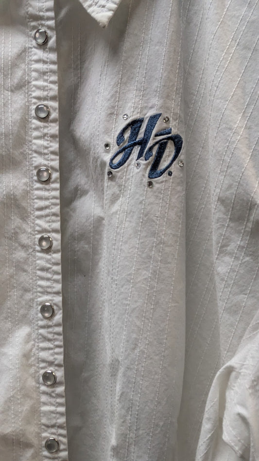 Harley Davidson Women’s Snap Front Shirt 2W White Short Sleeve Button Up Plus Size  Price Recommendation: