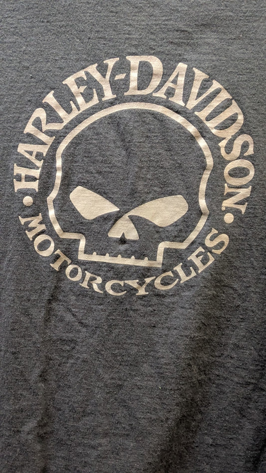 Harley Davidson Skull Logo T Shirt Women’s Medium Gray Short Sleeve Graphic Tee