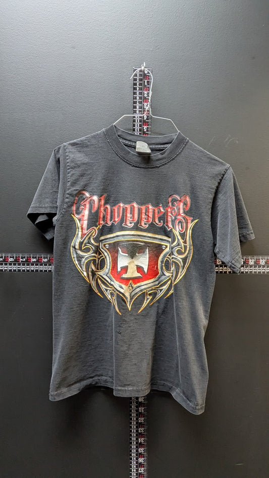 Vintage Chopper Iron Cross T Shirt USA Made Changes Heavyweight Black Distressed
