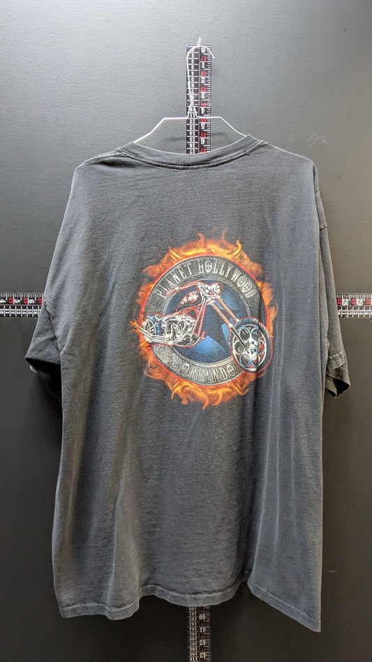 Vintage Planet Hollywood Orlando Motorcycle T Shirt XL Gray Chopper USA Tee