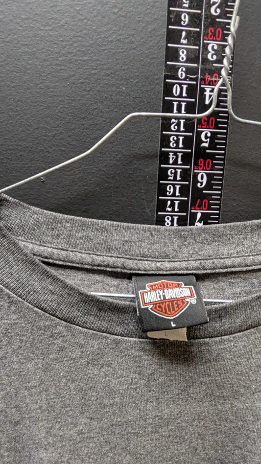 Harley Davidson Seattle WA Long Sleeve T Shirt Large Gray Downtown H-D Pocket Tee