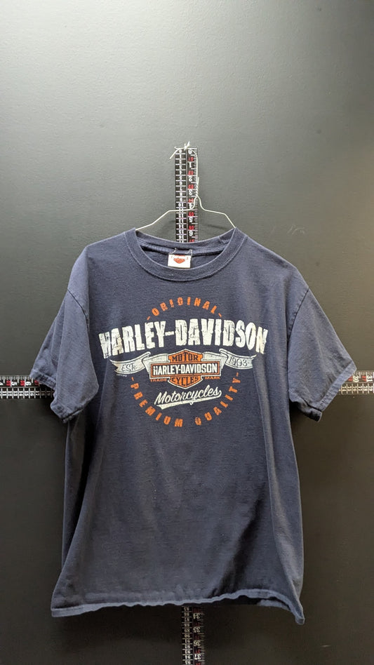 Harley Davidson 2006 Surf City Huntington Beach CA T Shirt Medium Blue Dealer Tee