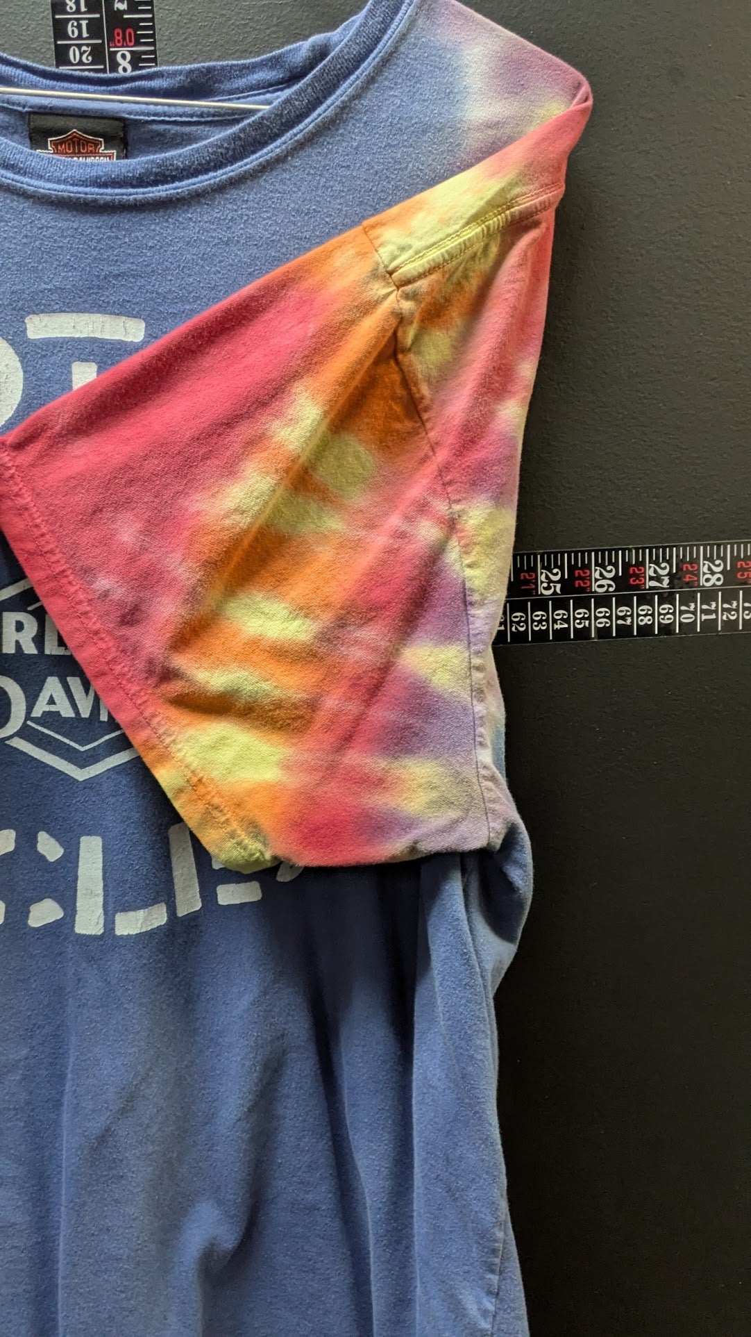 Harley-Davidson Eagle's Nest Lathrop CA Tie Dye Sleeve Women's Blue Tee XL
