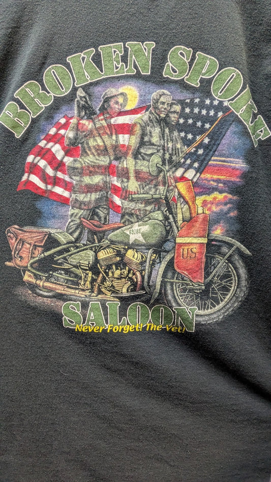 Vintage Broken Spoke Saloon Motorcycle Pocket T-Shirt XL USA Made