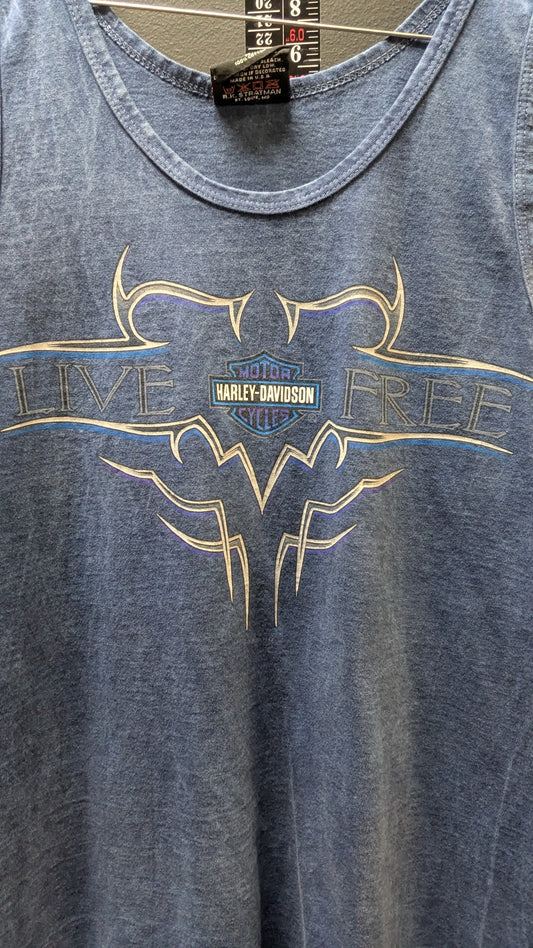 Harley-Davidson Northern Lights Wisconsin Tank Top Medium Blue Live Free Biker Shirt